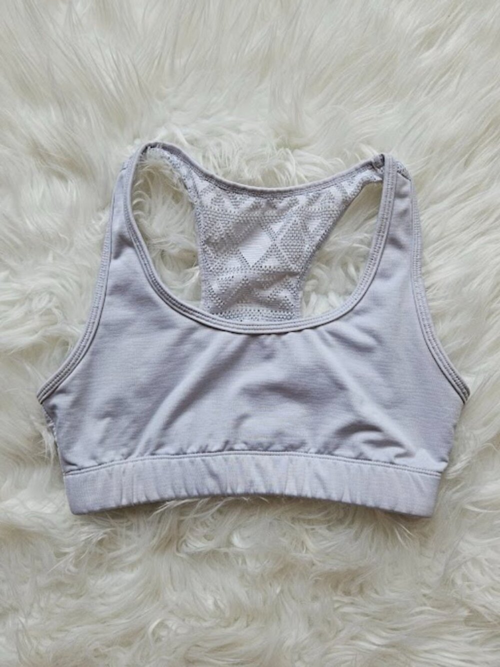 Zyia Light Purple Sports Bra Small Racerback Wireless Razorback Geometric Bomber